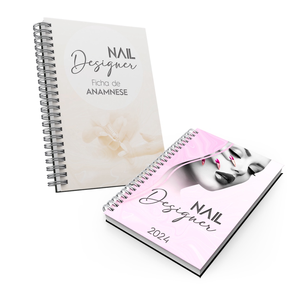 Kit Agenda Designer Sobrancelha e Caderno Anamnese Capa Dura