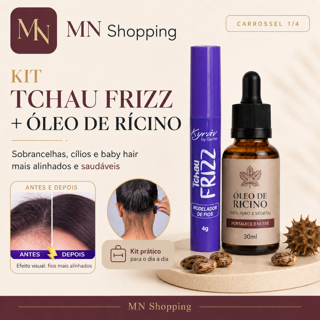 Kit Tchau Frizz Kyrav + Óleo de Rícino 20ml | Baby Hair e Sobrancelhas