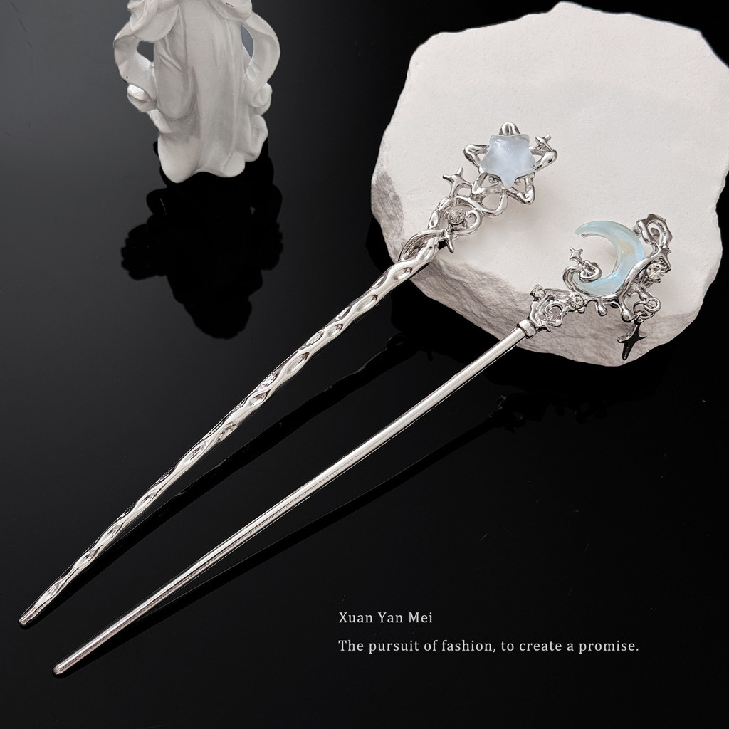 Moonstone estrela hairpin feminino novo estilo chinês moderno simples lua hairpin High-End hairpin único cocar