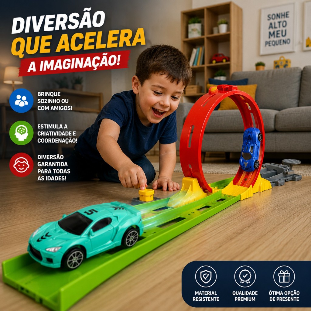Pista Carrinho 360° Lançador Brinquedo Infantil Interativo