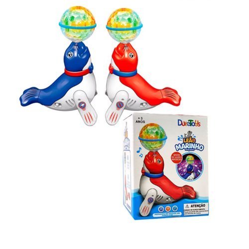 Brinquedo Interativo Leao Marinho Dançarino Luz Musica Rotacao 360 Graus Infantil