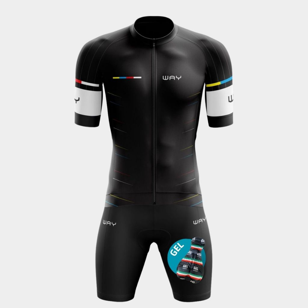 Conjunto Kit Ciclismo Masculino Camisa Premium Zíper Total Bermuda Short Forro Gel Bike Pedal