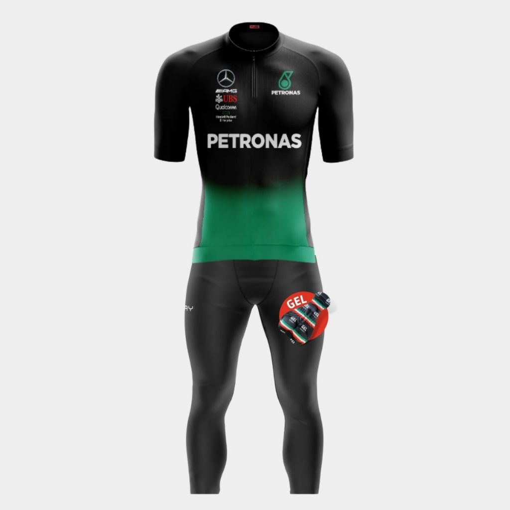 Conjunto Ciclismo Masculino Camisa Pro Zíper Parcial Calça Forro Gel Bike Acolchoado Pedalar