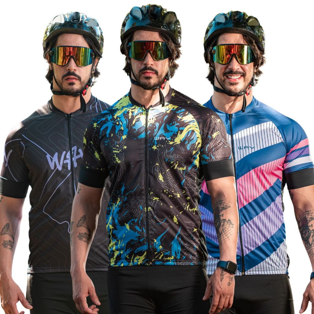 Camisa Ciclismo Masculina Camiseta Manga Curta Zíper Total Roupa Proteção UV Bike Pedal Mtb