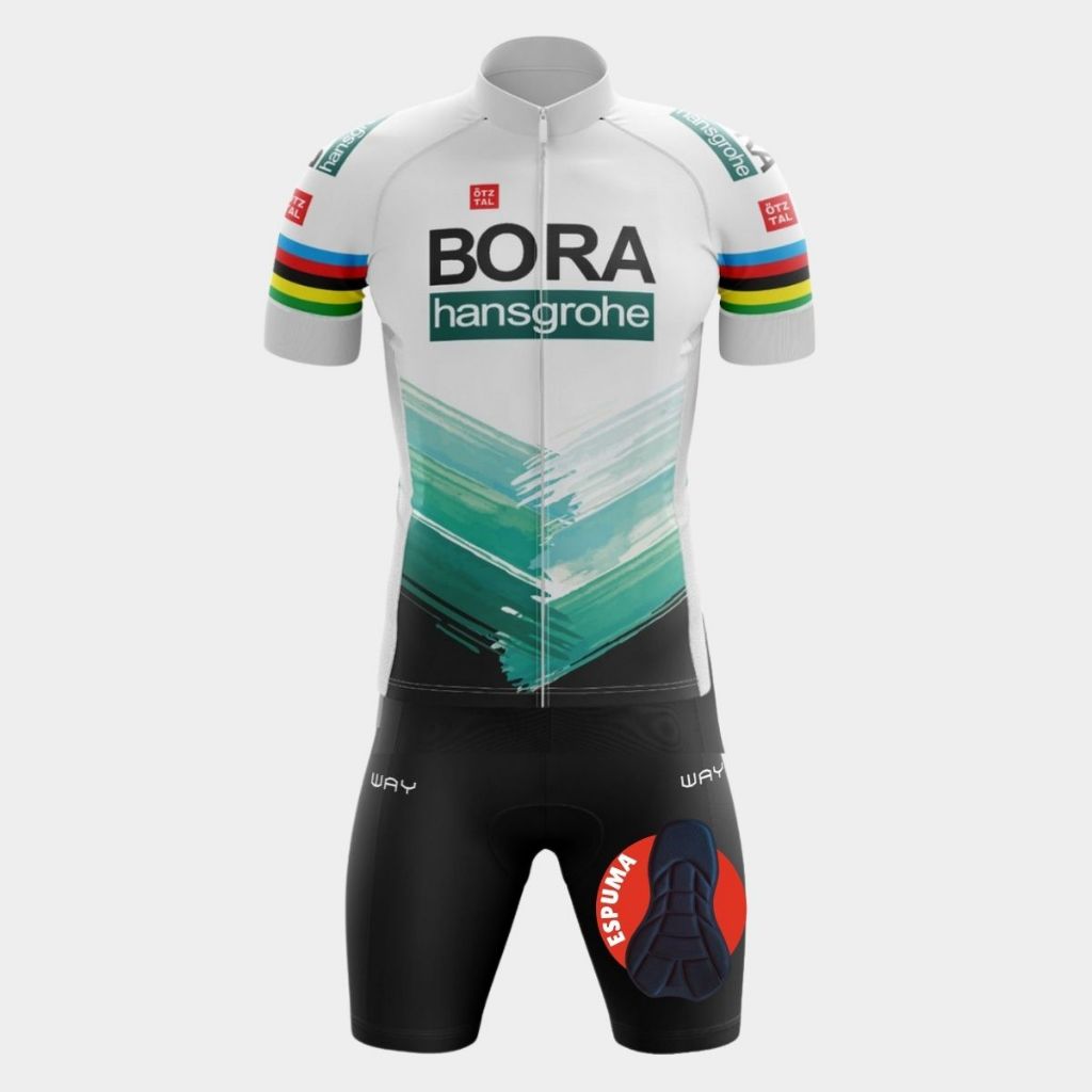 Conjunto Ciclismo Masculino Kit Camisa Premium Ziper Total Bermuda Acolchoado Espuma Bike MTB