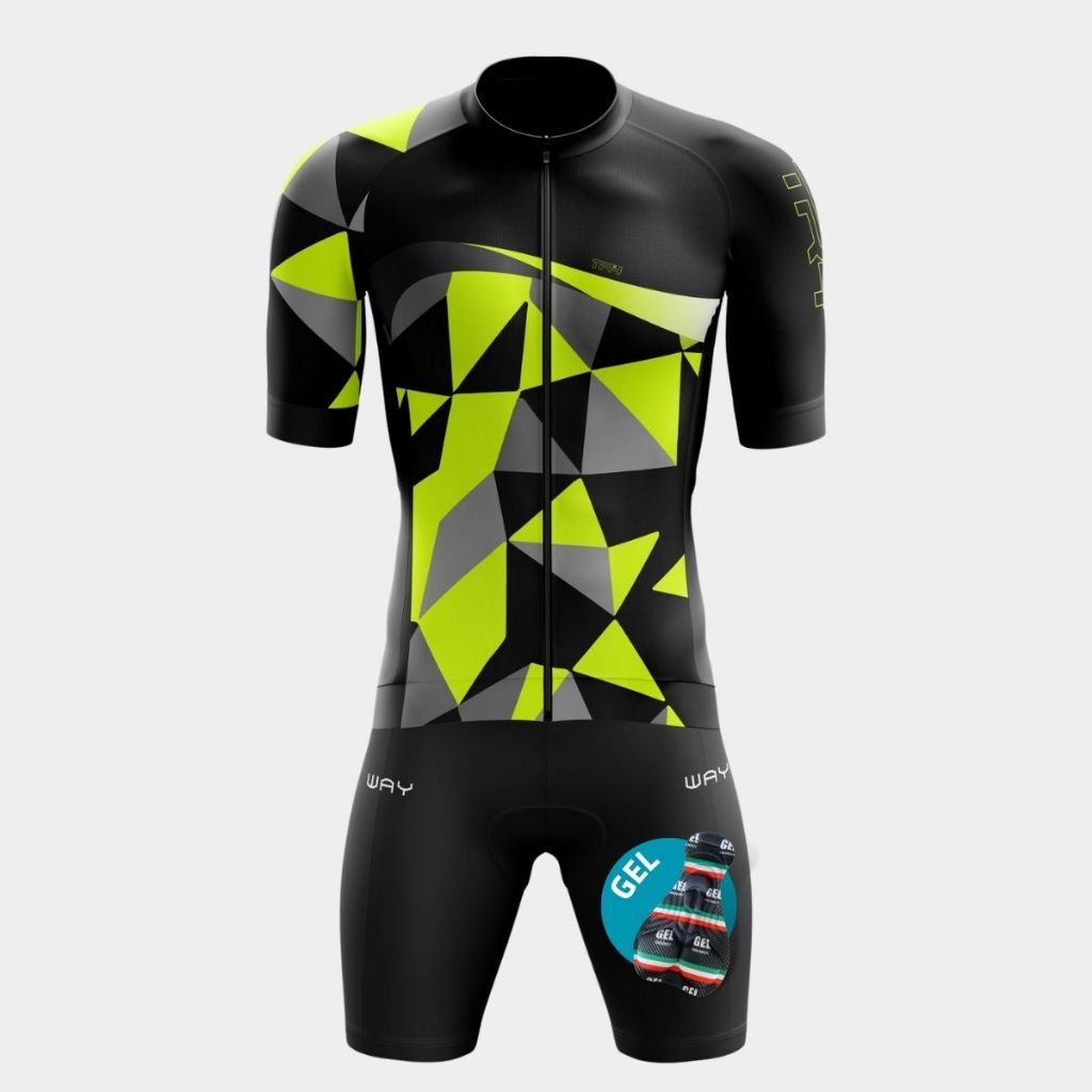 Conjunto Kit Masculino Ciclismo Ciclistas Camisa Premium Zíper Total Bermuda Short Calção Forro Gel