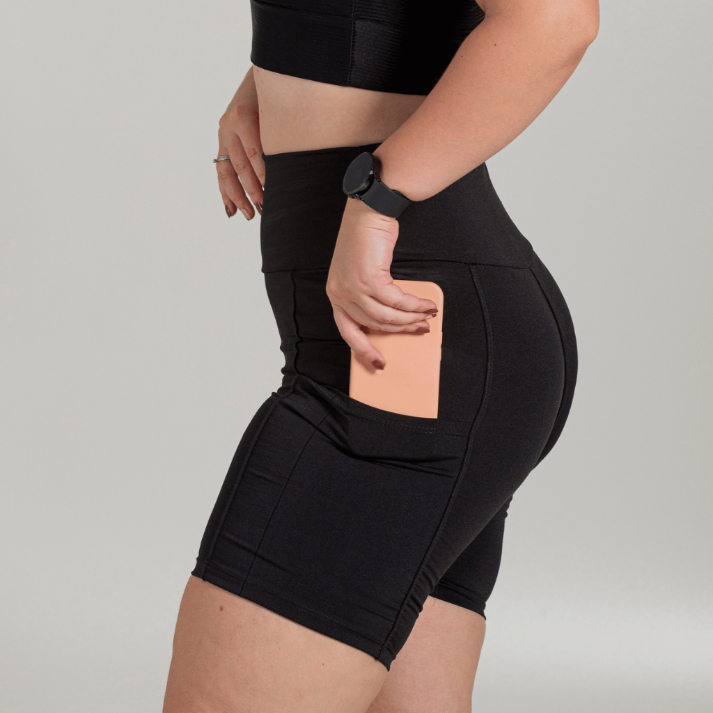 Short Legging Bermuda Com Bolso Feminina Compressão Fitness Academia Treino Sport Pilates Corrida