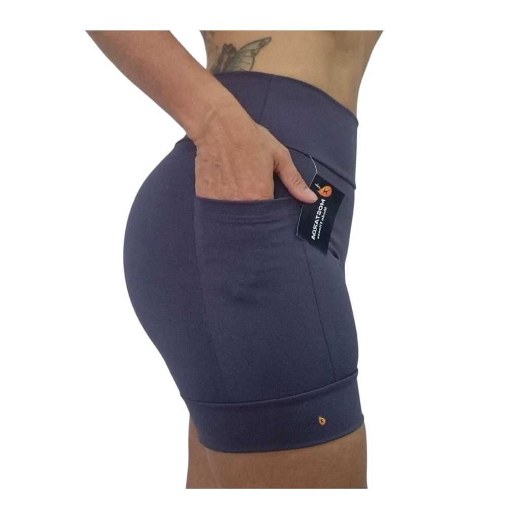 Shorts  Feminino Fitness Academia Corrida Bolsos Bermuda Compressão Suplex Treino Musculção