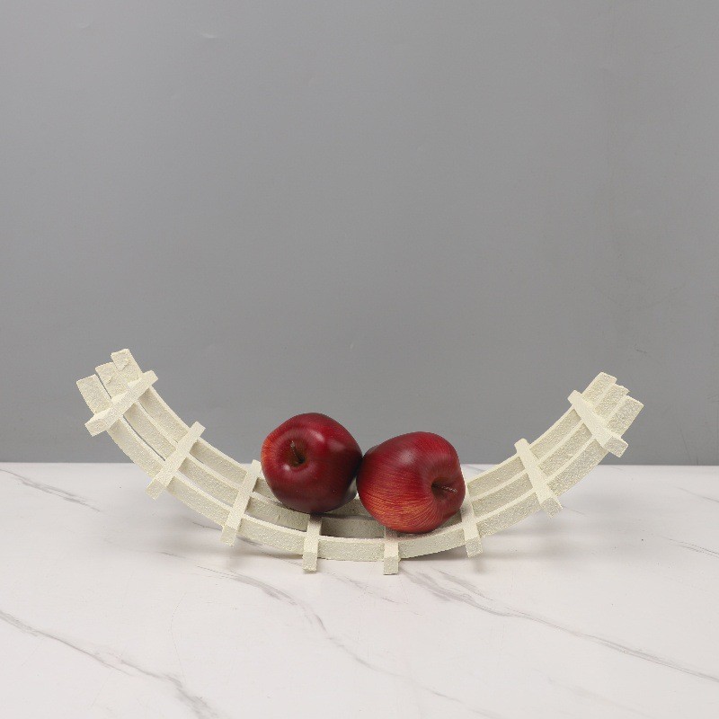 AGX2 Nordic Creative Curved Mesh Fruit Plate Arch Ornament for Living Room, Bedroom, Dining Room, Entryway, Hotel Soft D