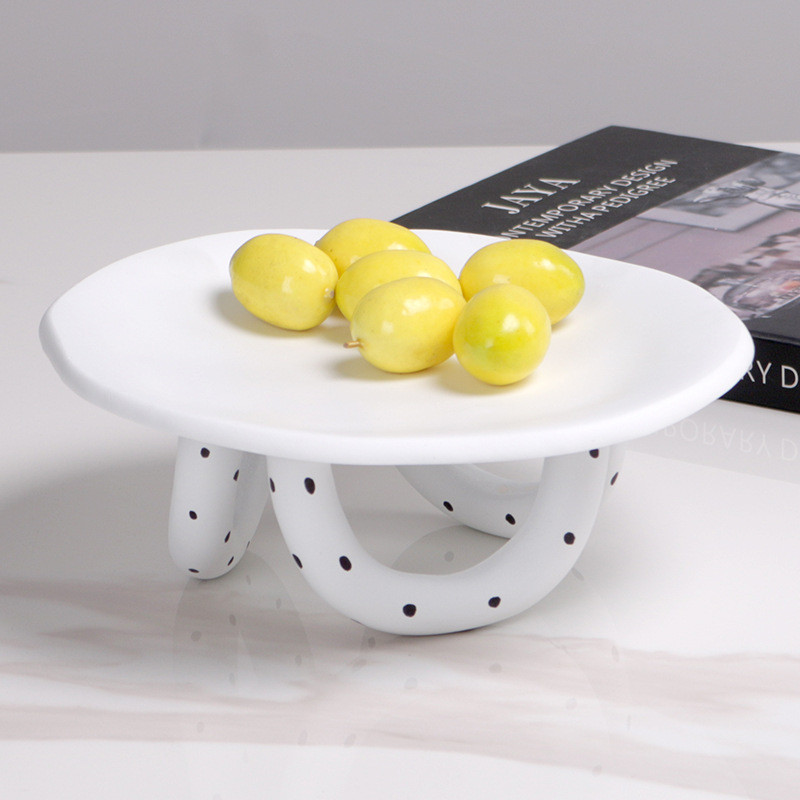 Modern Nordic-style fruit bowl with three legs, resin storage home art ornament for living room, entryway, dining table,