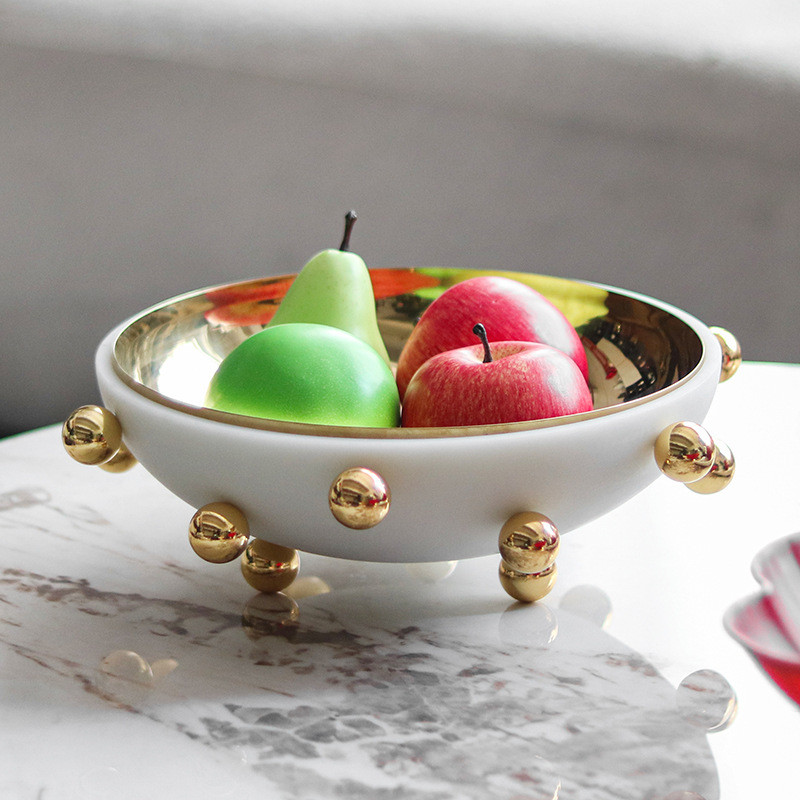Luxury Artistic Double-Layered Round Fruit Plate Ornament for Hotels, Model Homes, B&Bs, and Clubs