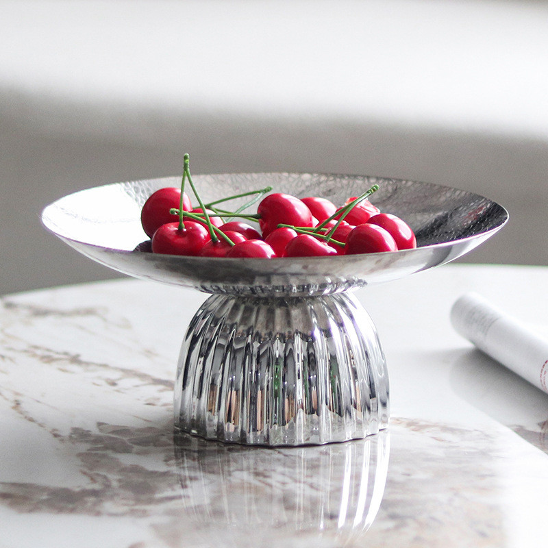Nordic-style fruit plate ornament with creative textured base, tray with a high-end feel for living room coffee table sn