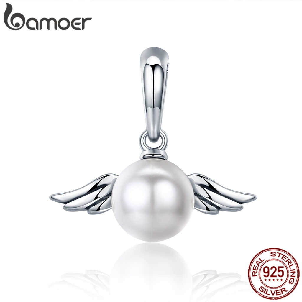 Bamoer 100 % 925 Sterling Silver Anjo Naughty Asa Pena Charme fit Charm Bracelet & Colar Jóias Fazendo SCC381