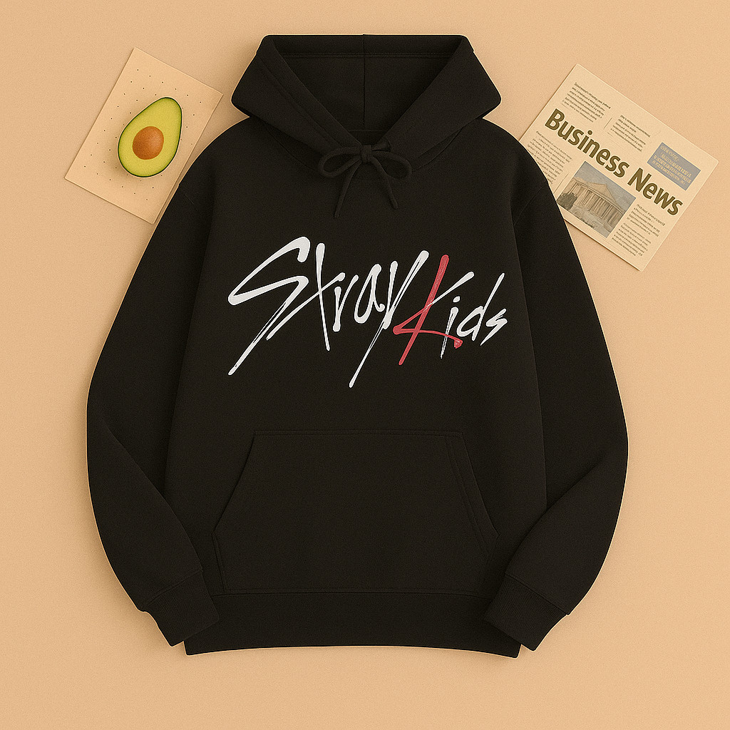 Moletom Canguru Banda Stray Kids Assinatura Escritos Moda K-Pop Unissex Promoção Envio Rápido JsCod JsCod