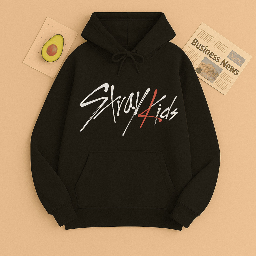 Moletom Canguru Banda Stray Kids Assinatura Escritos Moda K-Pop Unissex Promoção Envio Rápido