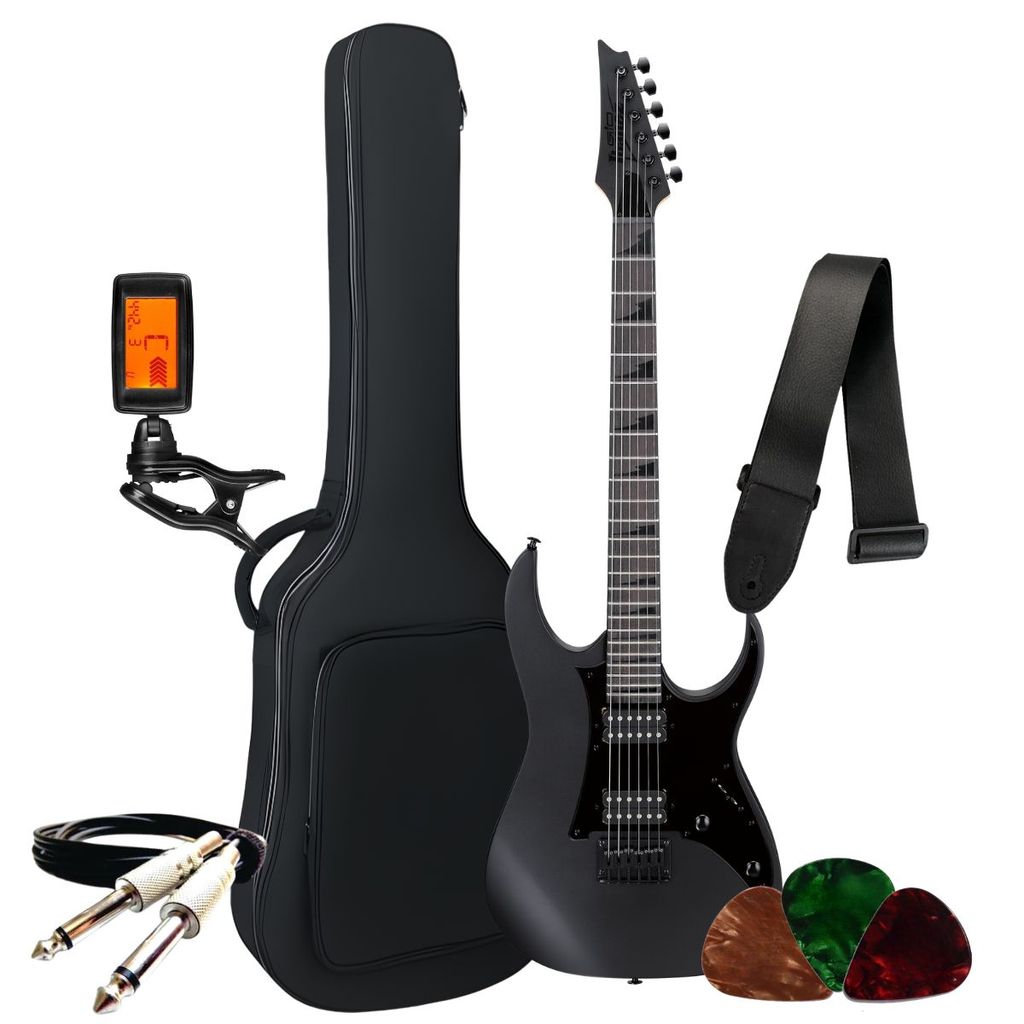 Kit Guitarra Ibanez RG GRGR131EX-BKF 6 Cordas 24 Trastes HH Ponte Fixa Corpo Poplar Escala Purpleheart F106 + Acessorios