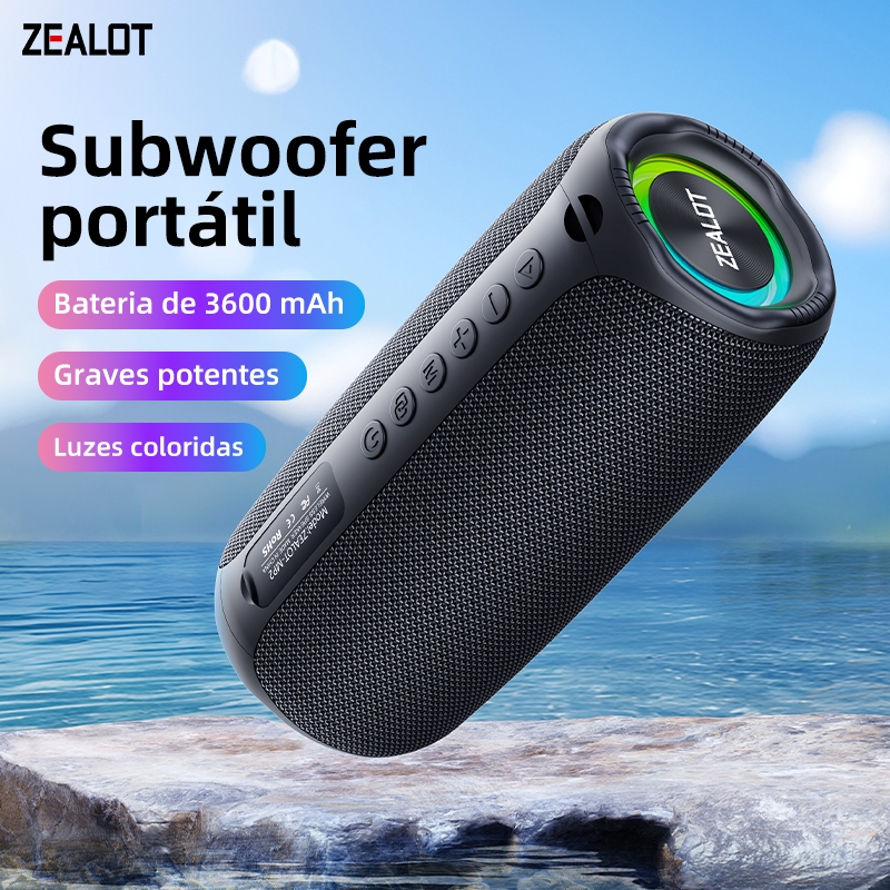 Alto-Falante Bluetooth Portátil ZEALOT MP2 Sem Fio Externo Potente De 20 W , Emparelhamento Estéreo TWS , 5.4 , Bateria