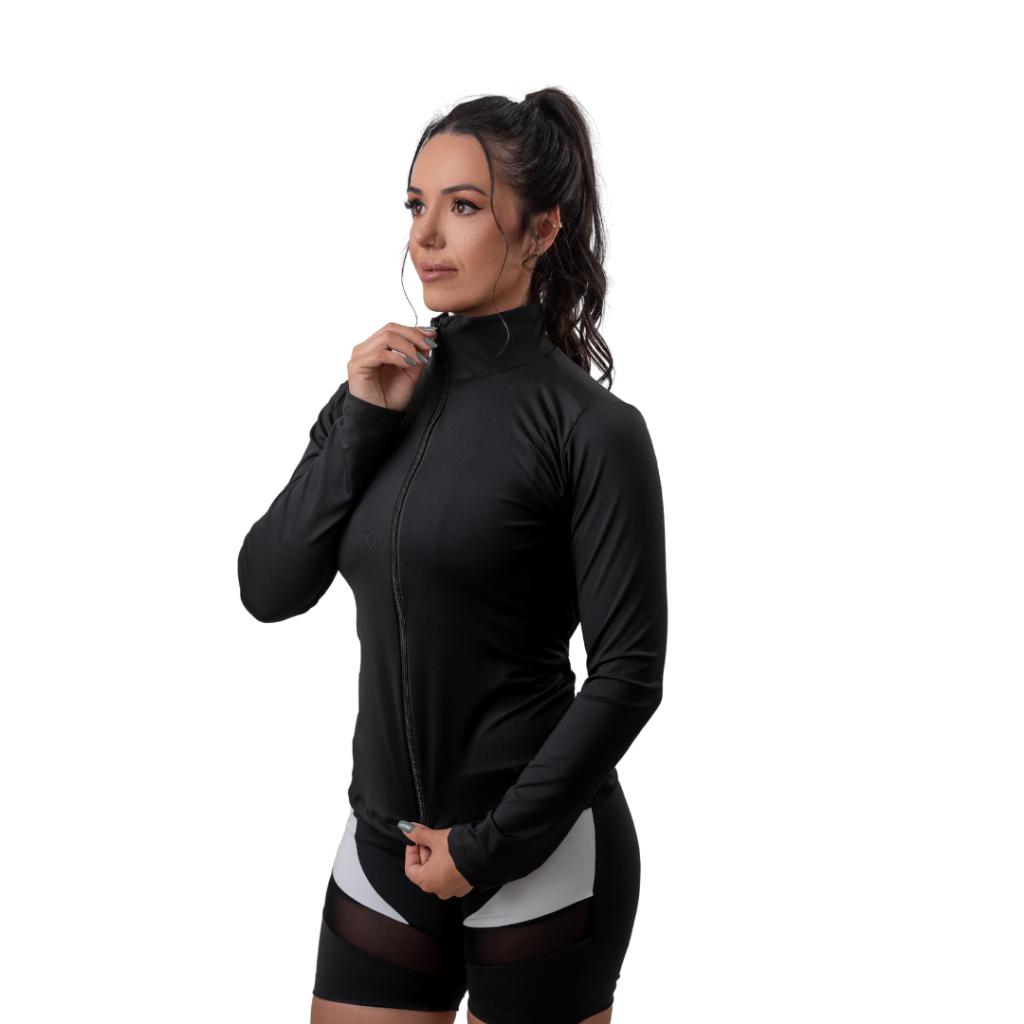 BLUSA PROTECAO SOLAR JAQUETINHA COM ZIPER FITNESS BASICA DIA A DIA