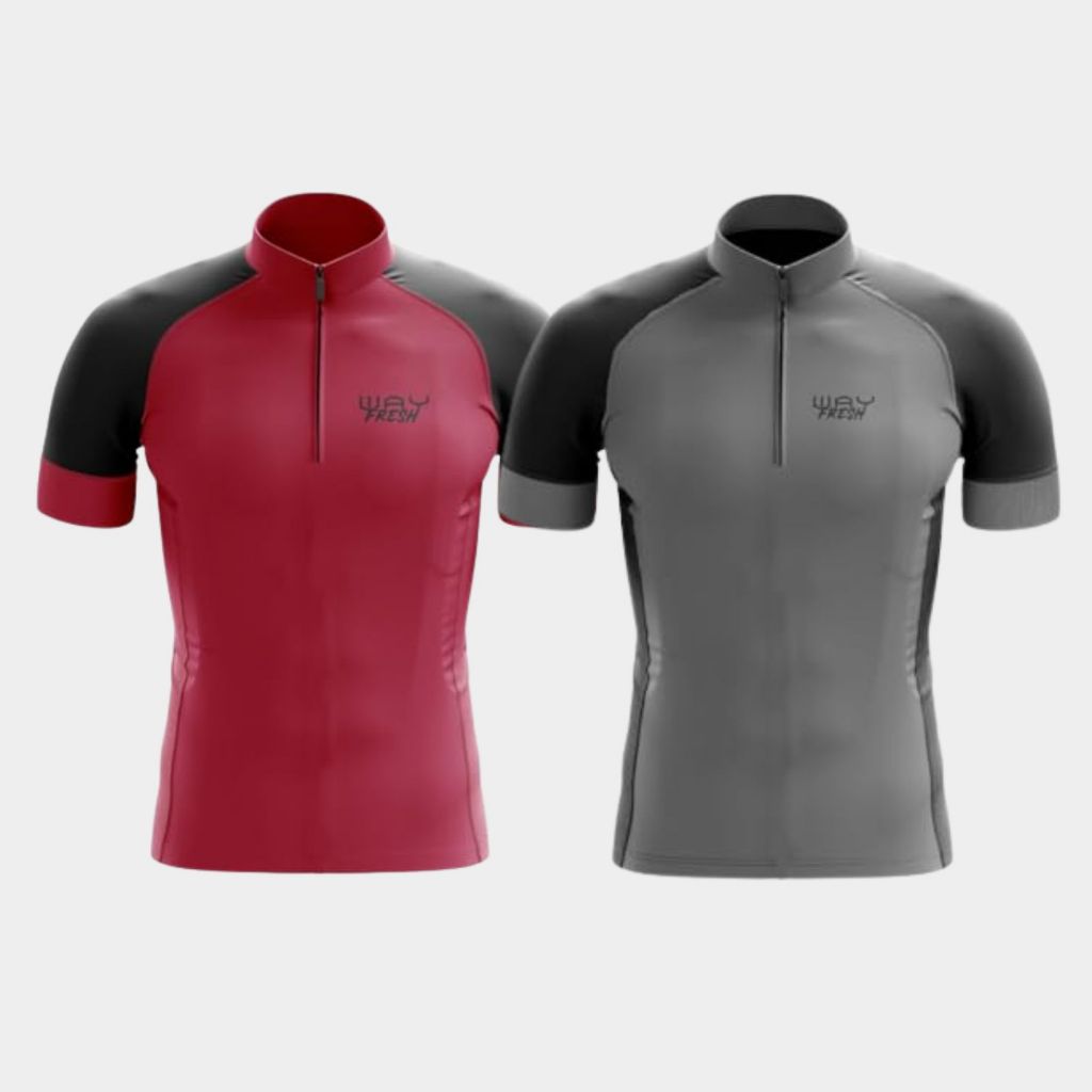 Kit 2 Camisa Ciclismo Masculina Proteção Uv Solar Manga Curta Zíper Parcial Speed Mtb Bike Pedal