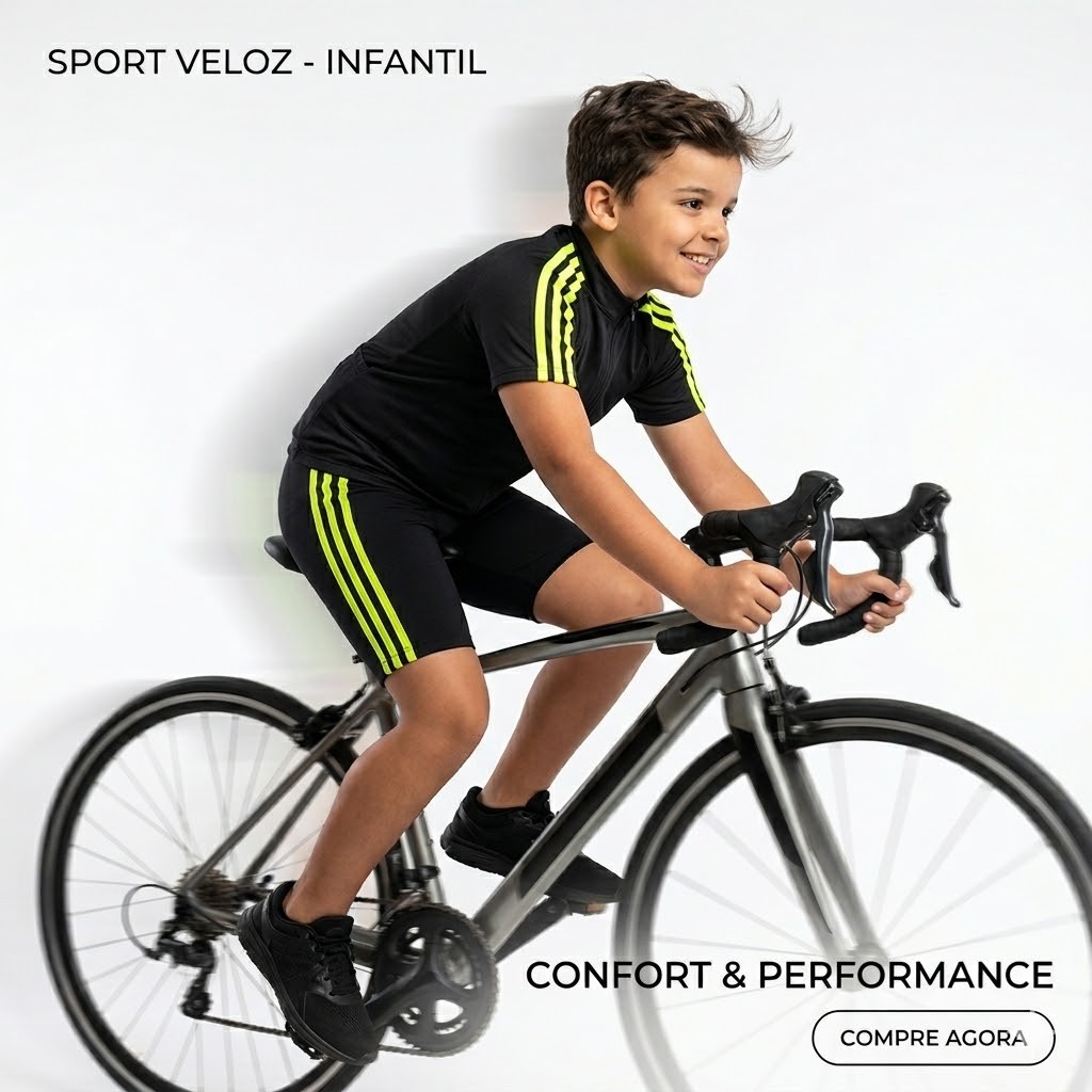 Camisa Infantil Ciclismo Bike MTB Dry Fit UV30+ Zíper 3 Bolsos