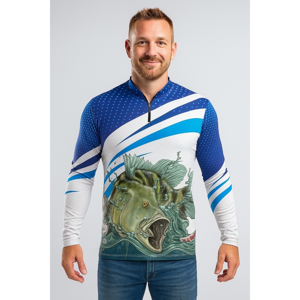 Camiseta Camisa de Pesca Proteção Solar Uv50 Blusa Com Tecido Dry fit Camiseta Peixe DE Pescaria Com Zíper Lançamento