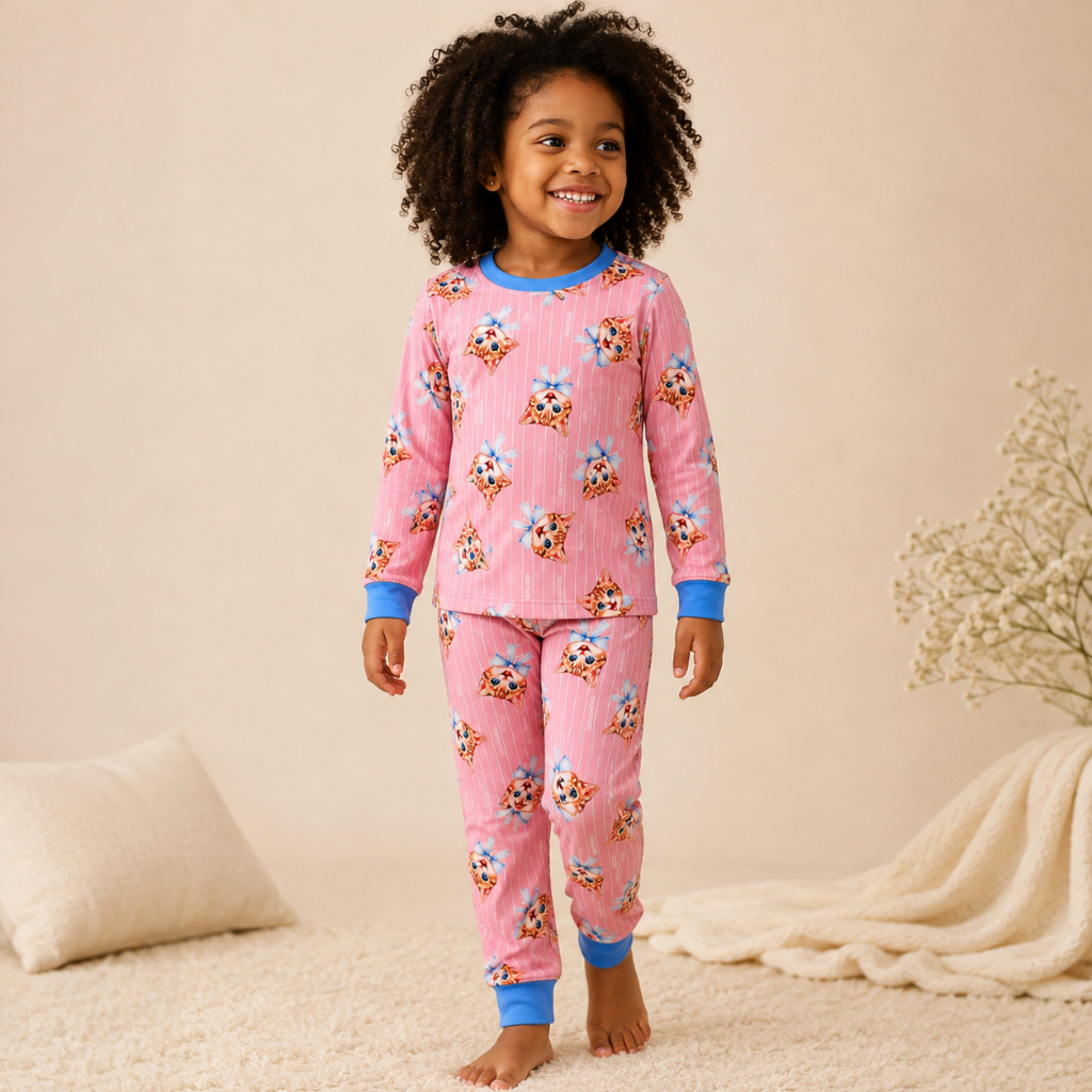 Conjunto Pijama Infantil Estampado em Suede Gatinhos