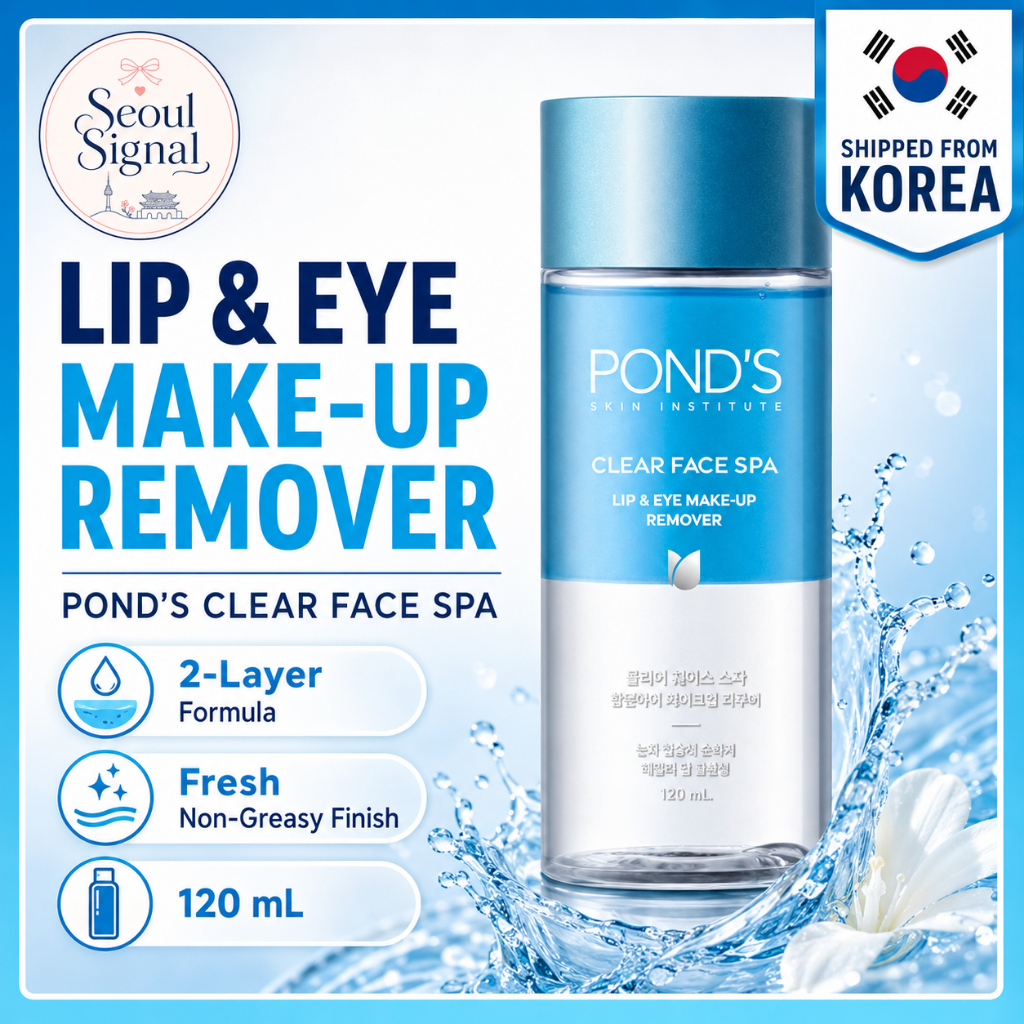 Ponder's Clear Face Spa Removedor De Maquiagem Para Lábios E Olhos 120ml , Fórmula De 2 Camadas , Beleza Coreana Fresca