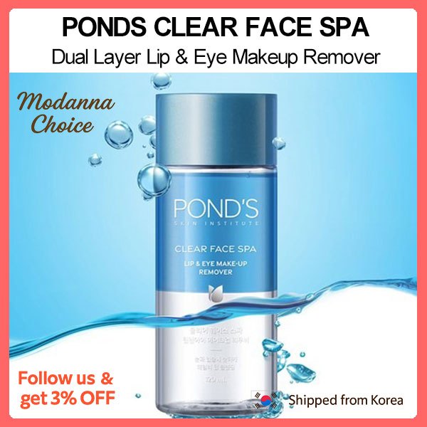 PONDS Clear Face Spa Removedor De Maquiagem Para Lábios E Olhos 120ml À Prova D'água De Camada Dupla