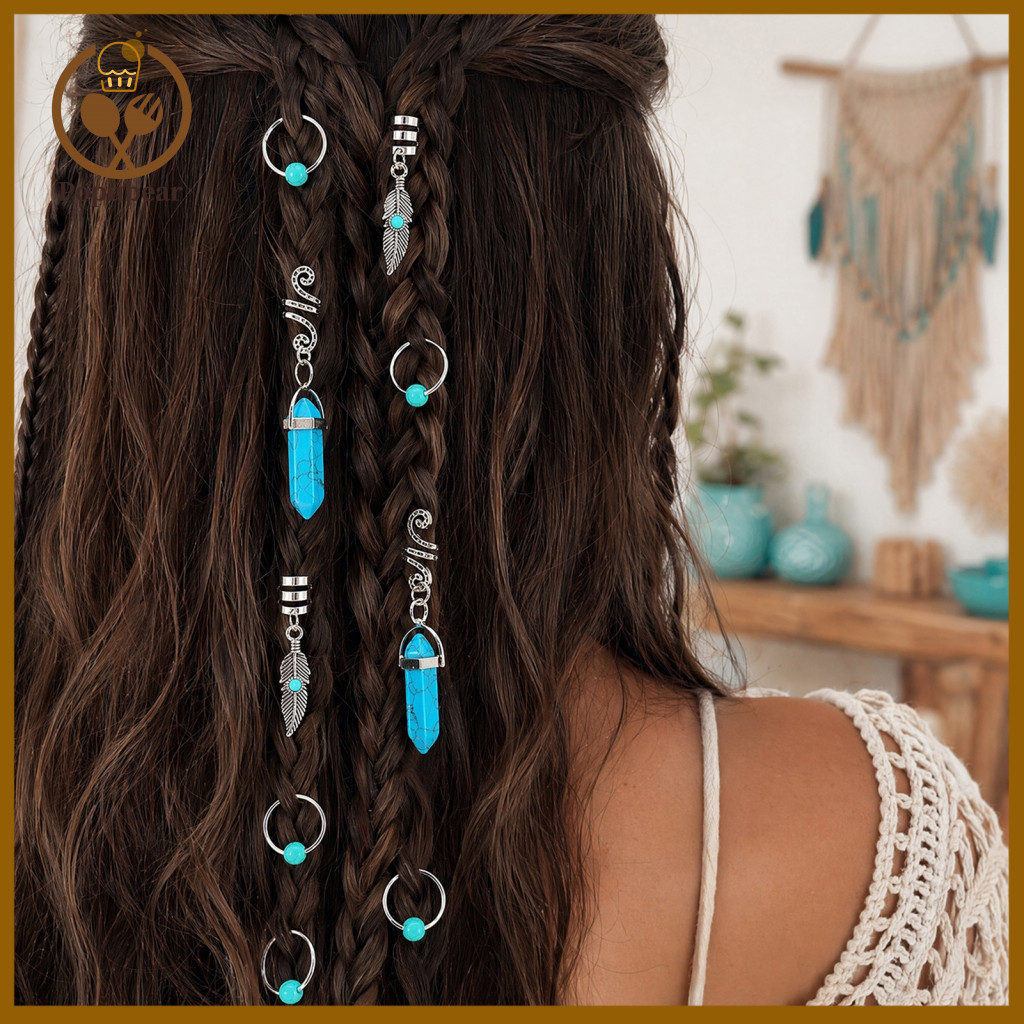 Hair Buckle Lightweight 10pcs Feather Style Dreadlock Clips Alloy Open Design Braid Buckles for Thin Thick Multi-strand