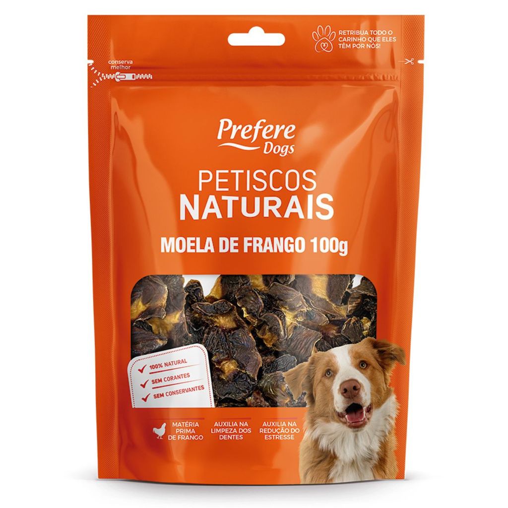 Petisco Natural  Para Cães Moela De Frango 100g