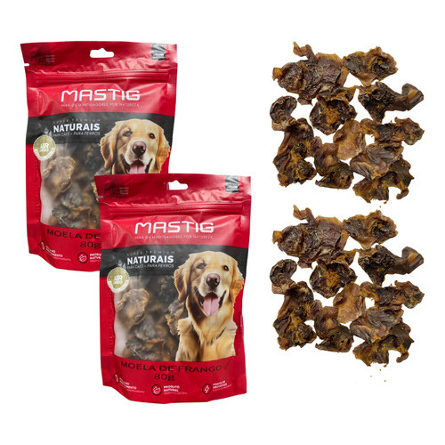 Kit C/ 2 Pct Moela De Frango Desidratada P/ Cães Mastig c/ 80g cada Petisco Natural Adestramento