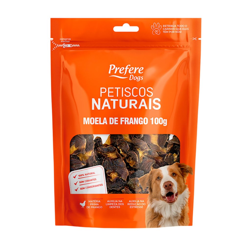 Petisco Natural para Cães PREFERE DOGS Moela de Frango Pacote 100g