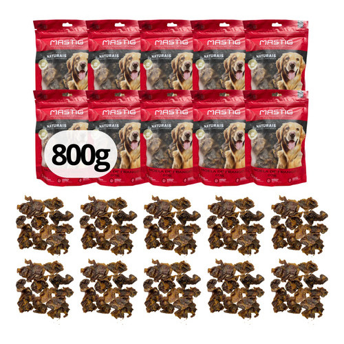 Kit 10 pacotes  Moela De Frango Desidratada P/ Cães Mastig c/ 80g cada Petisco Natural Adestramento