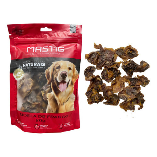 Moela De Frango Desidratada P/ Cães Mastig c/ 80g Petisco Natural Adestramento