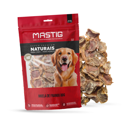 Moela de Frango 80g Mastig Petisco Natural para Cães