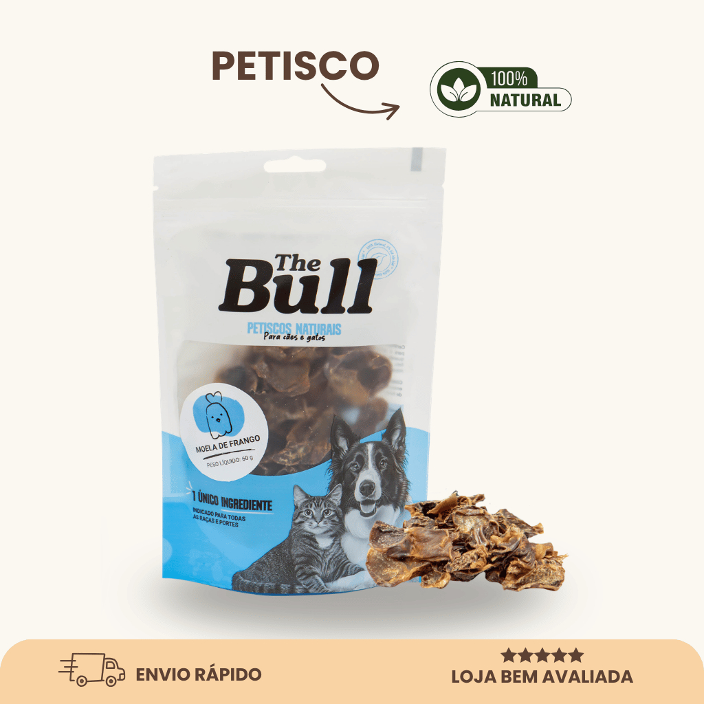 Moela de Frango 60g Petisco Natural para Cães Treino e Recompensa – The Bull