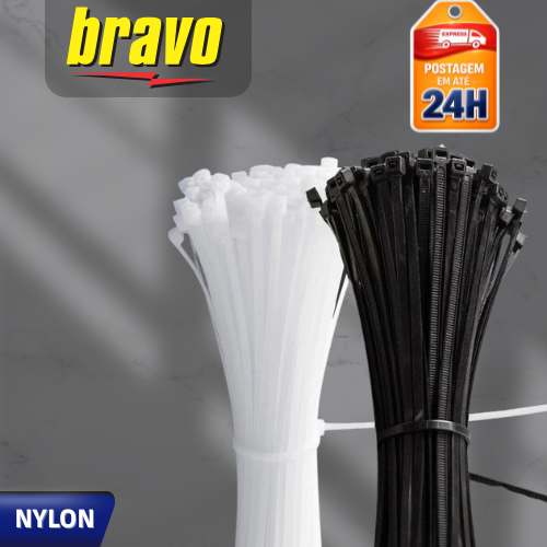 Abraçadeira de Nylon 100% Virgem | Preta ou Branca • 3,6x150 • 4,8x200 • 3,6x300mm