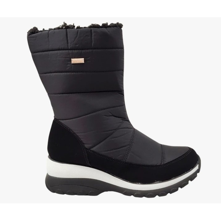 Bota Feminina Neve Nobuck Nylon Preta Firezzi Forrada Lã Peluciada Confortável Antiderrapante