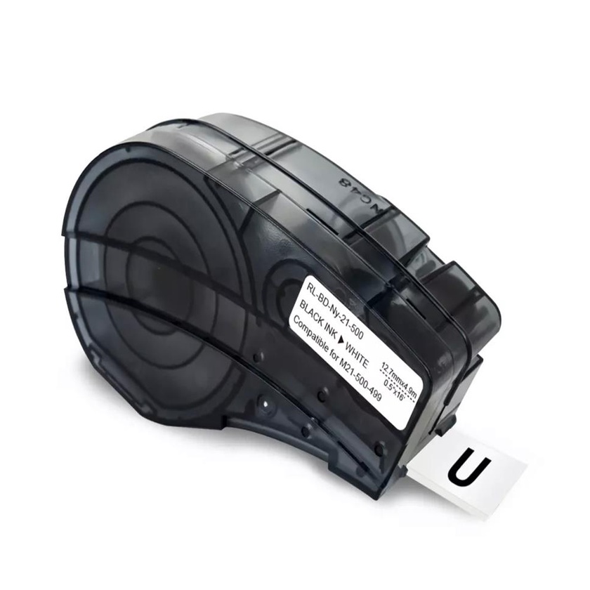 Fita Compativel Brady Branca Nylon 12mm Preta M21-500-499-WT