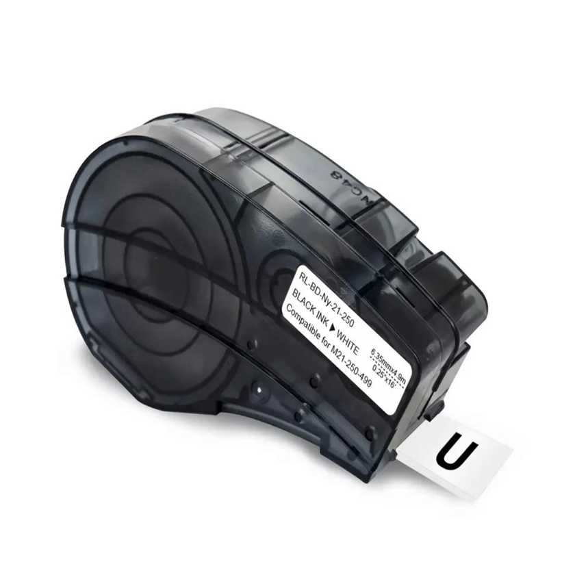 Fita Compativel Brady Branca Nylon 6mm Preta M21-250-499-WT