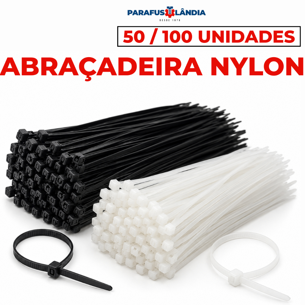 Kit Abraçadeira Nylon Enforca Gato Preta Branca 50 ou 100 Unidades Diversas Medidas