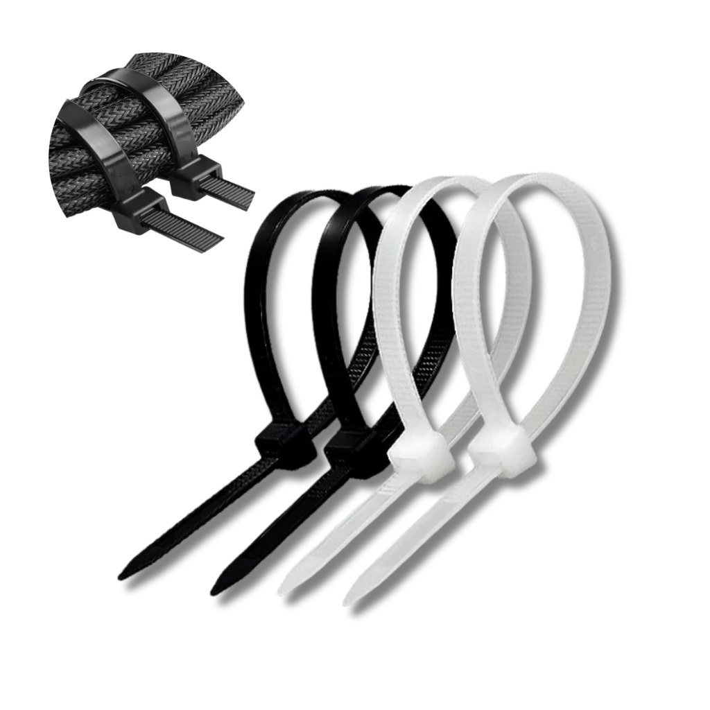 Kit 500  Abraçadeira de Nylon Enforca Gato Braçadeira Cintas Plásticas PRETA E BRANCA