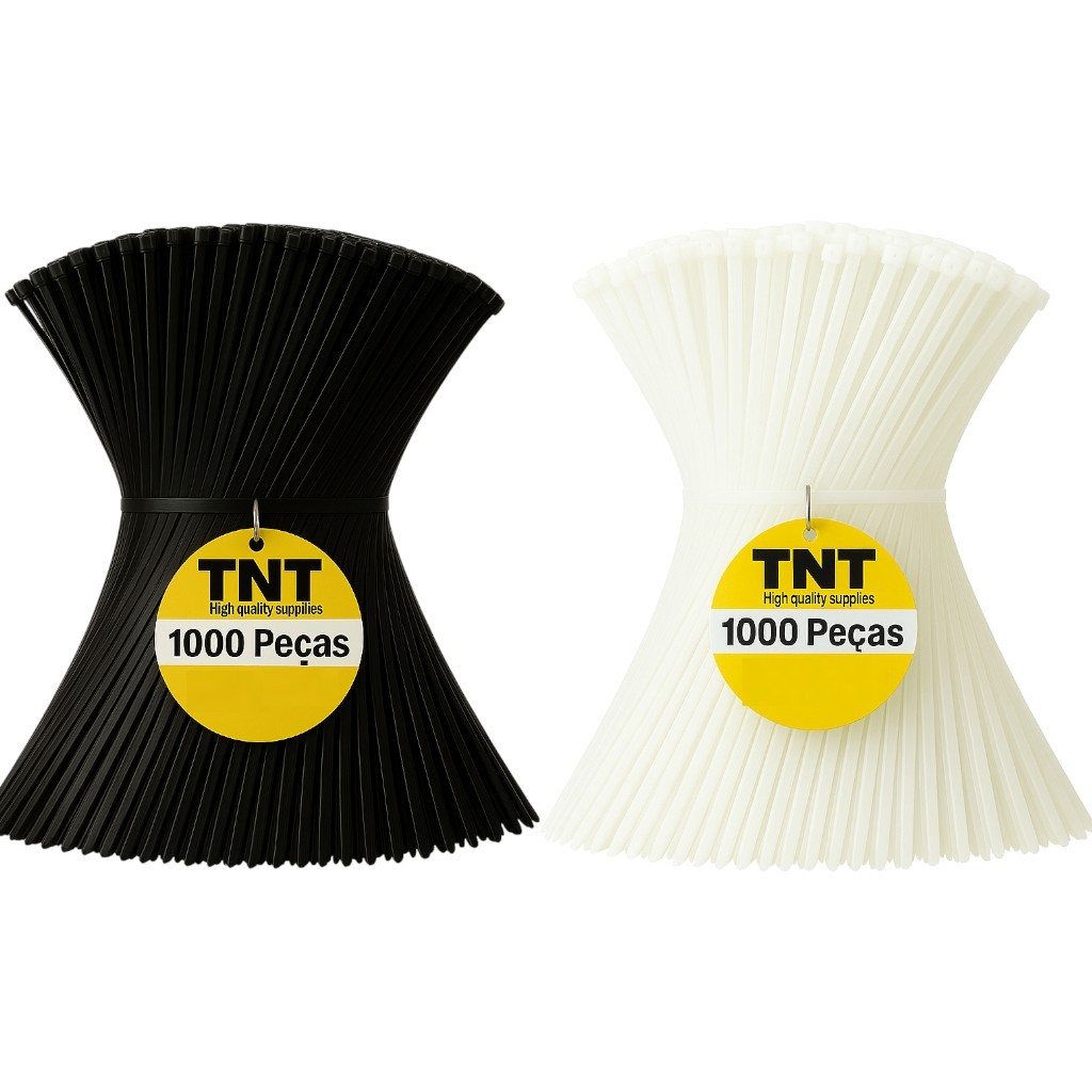 Kit 1000 Abraçadeiras Nylon Pretas e Brancas Várias Medidas Com Proteção UV