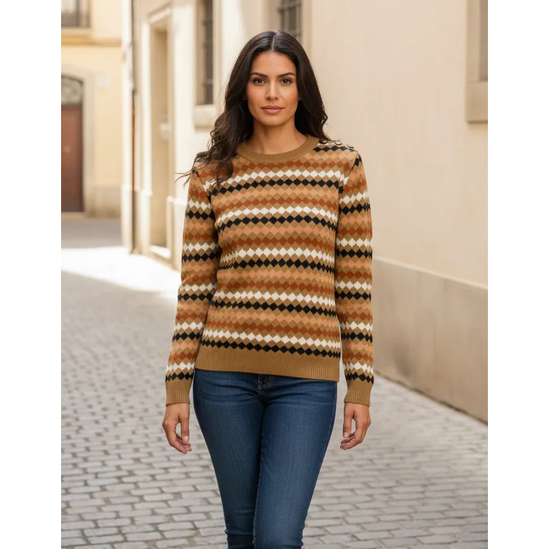 Blusa Tricot Jacquard Tam M Lançamento Inverno Manga Longa Tricô Giuliana Marques Tricot