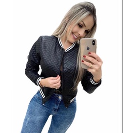 Jaquetinha Com Zíper Jacquard Curta Blusa Inverno