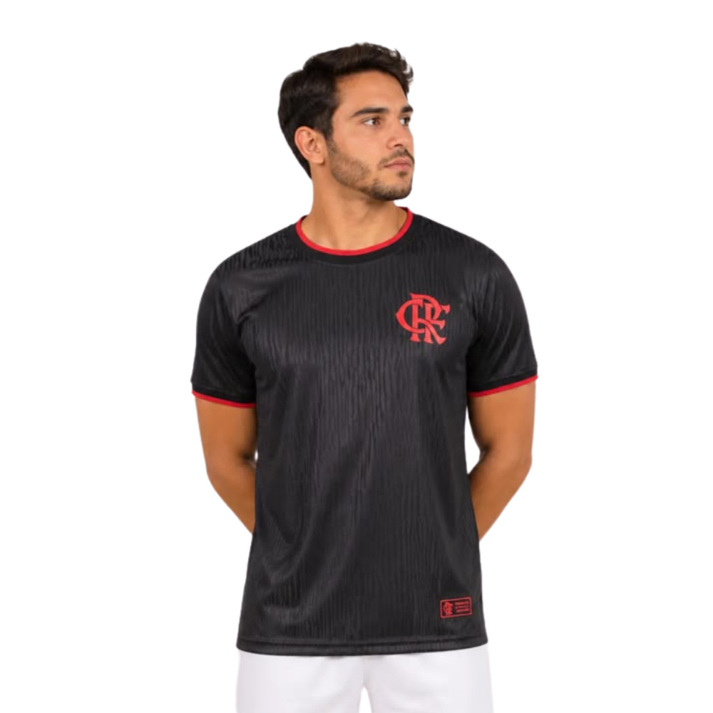 Camisa Flamengo Masculina Jacquard Preta Coimbra 34074