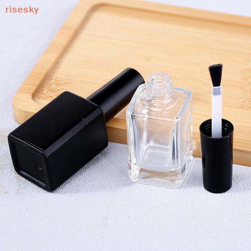 1 Pçs 15ML Tampa Quadrada Pequena Em Forma De Vidro Vazio Esmalte Garrafas Claras Com Bal E Escova Macia Para Viagens Ca