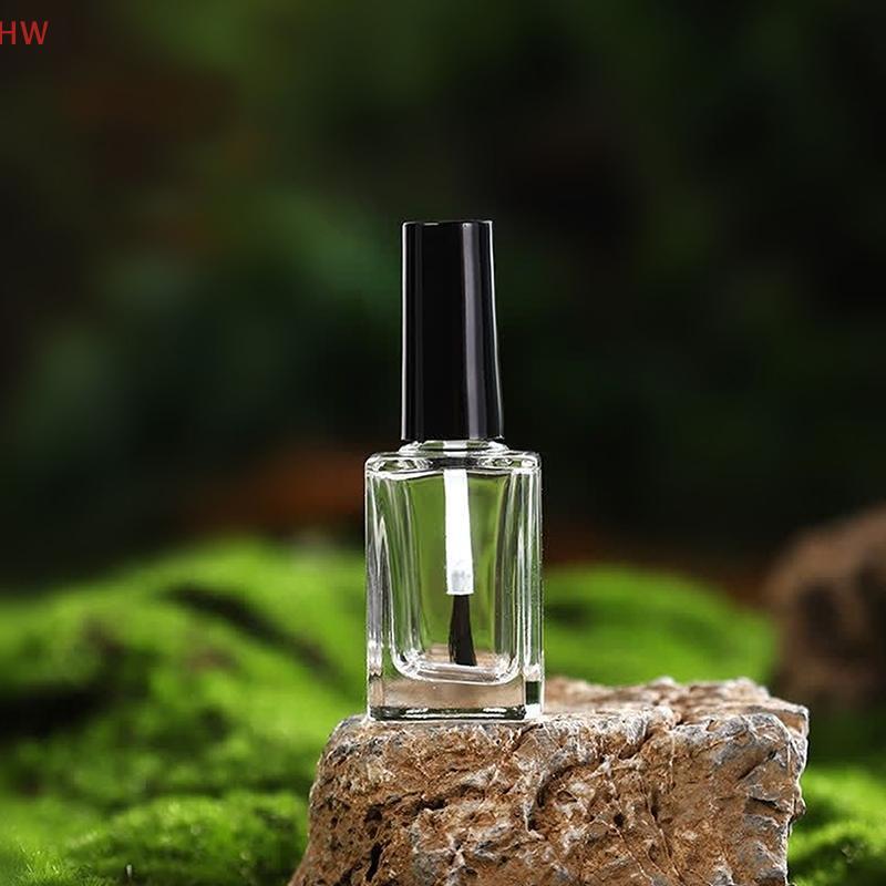 1 Pçs 15ML Tampa Quadrada Pequena Em Forma De Vidro Vazio Esmalte Garrafas Claras Com Bal E Escova Macia Para Viagens Ca