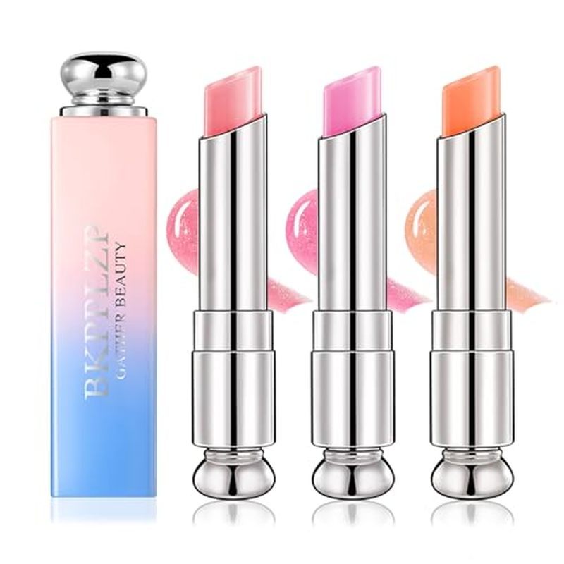 Batom Gelatinoso De Flor De Cristal Com 3 Pacotes , Mágico Que Muda De Cor , Brilho Labial De Temperatura Clara PH , Bál