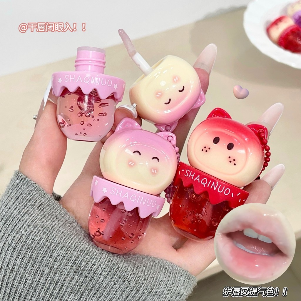 SHAQINUO Cute Meow Fruit Extract Hidratante Lip Oil Hidratante Anti-secagem Fade Lip Lines Dudu Lip Mask
